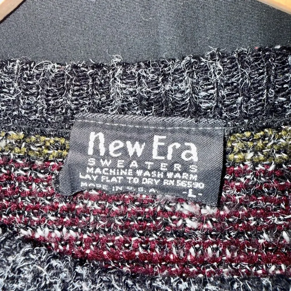 Vintage New Era Sweater Men's L Abstract Geometric 80s Cosby‎ Style Made in USA